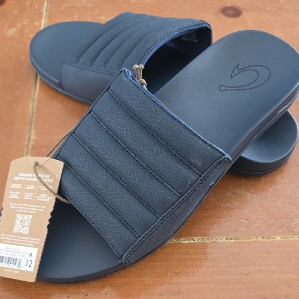 OluKai Men's Dark Blue Slide Sandals